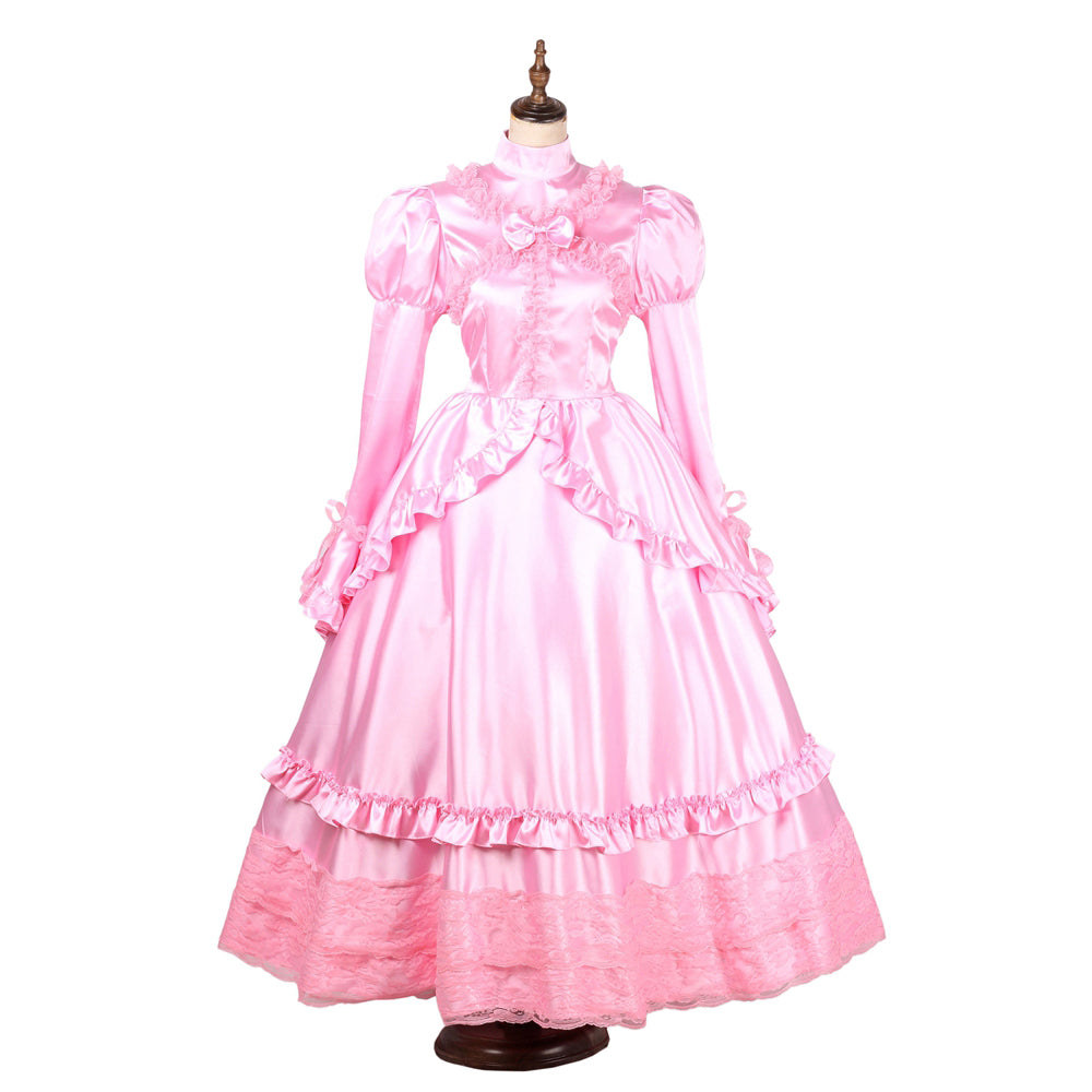 pink satin dress G1783