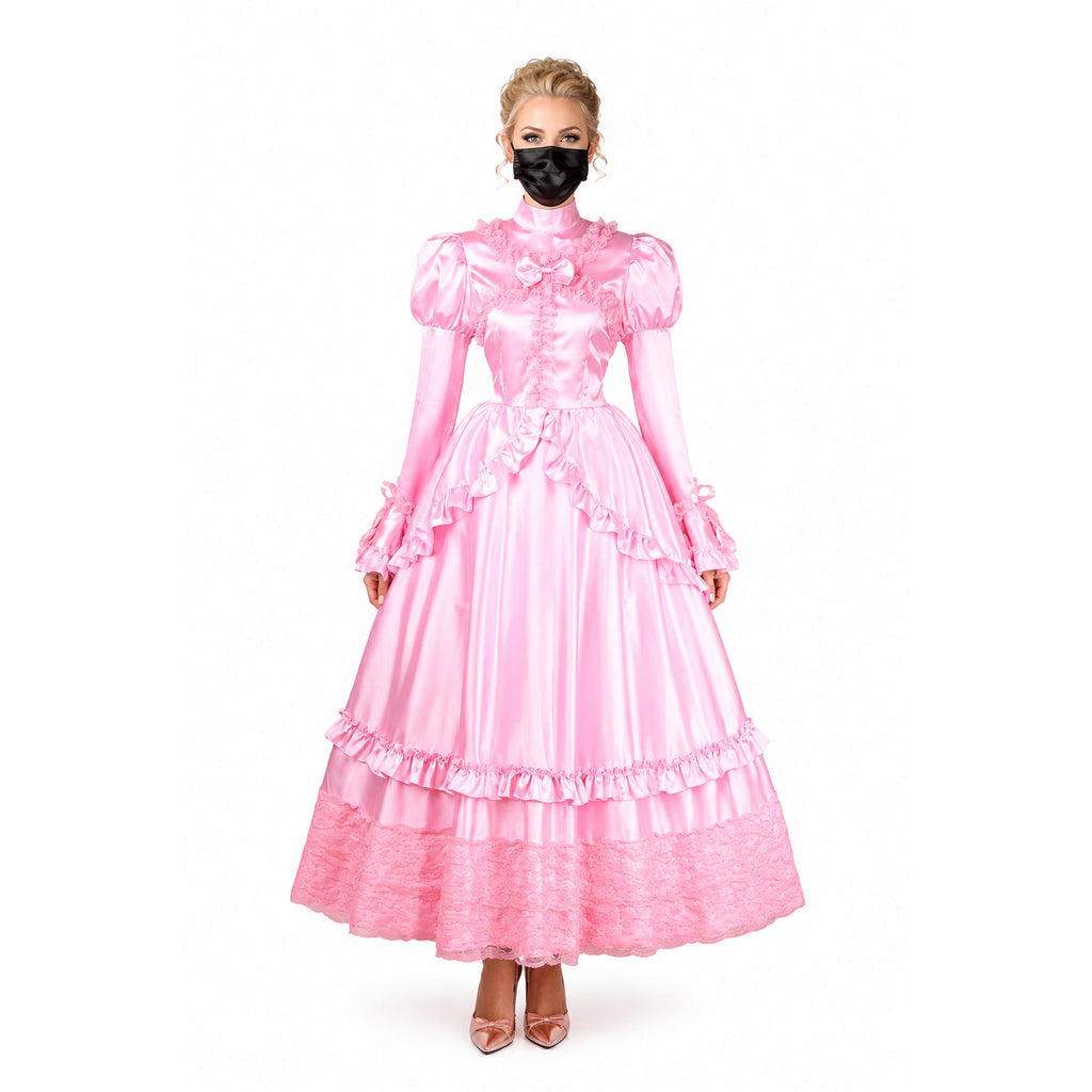 pink satin dress G1783