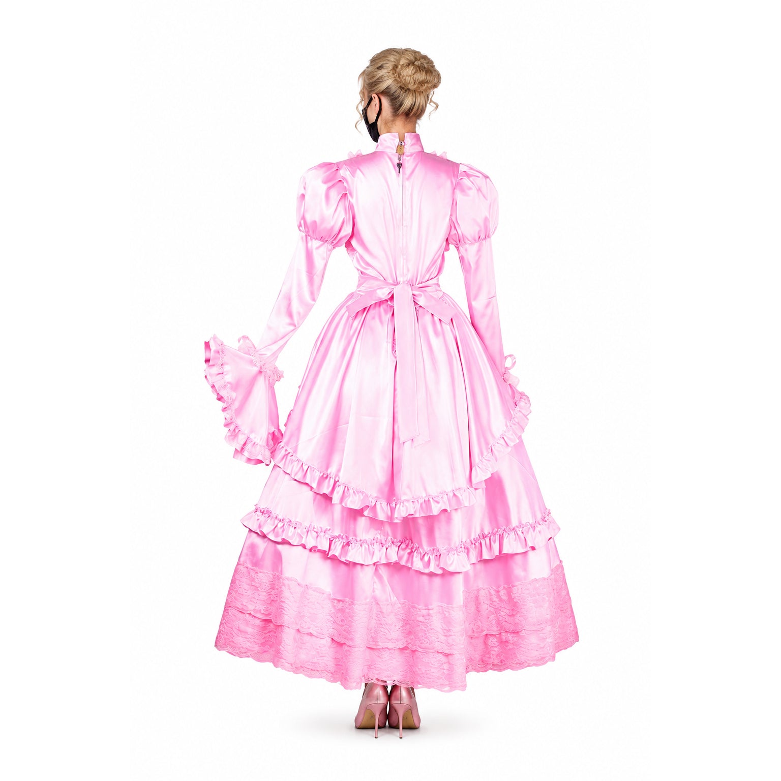 pink satin dress G1783