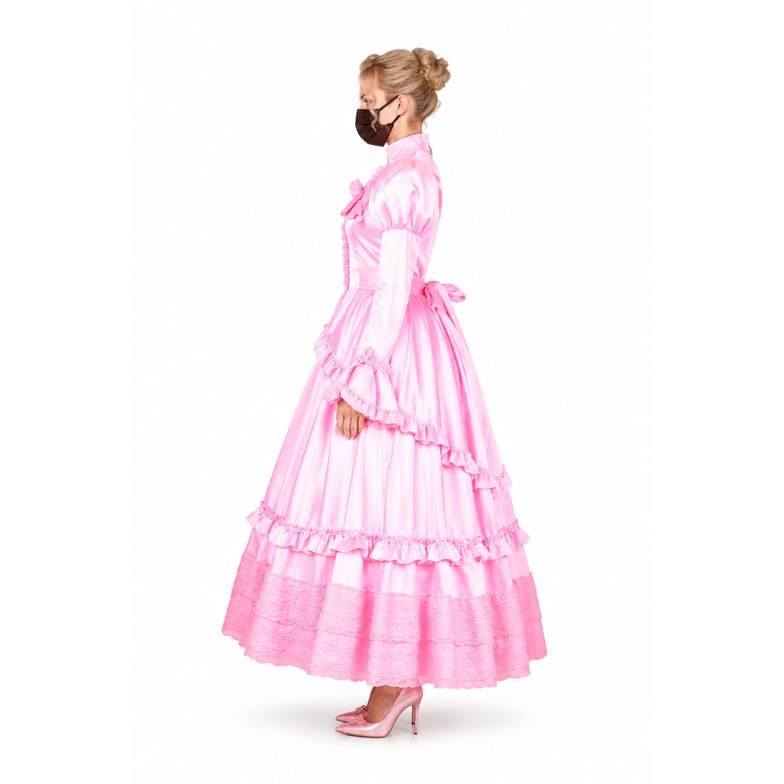 pink satin dress G1783