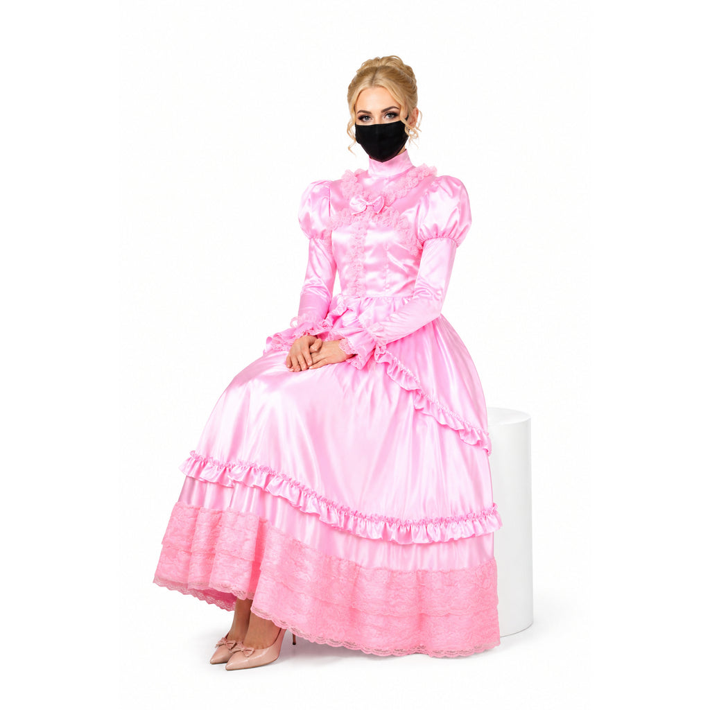 pink satin dress G1783