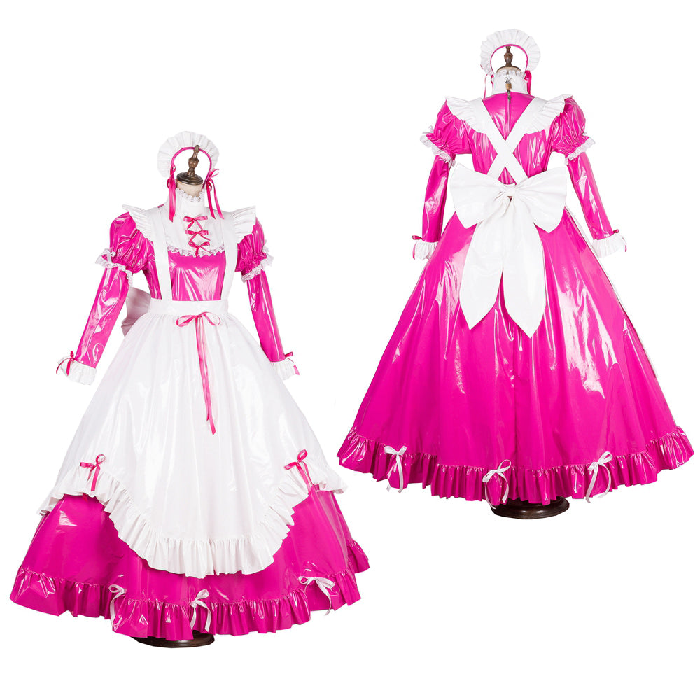 hot pink thin pvc dress G1784