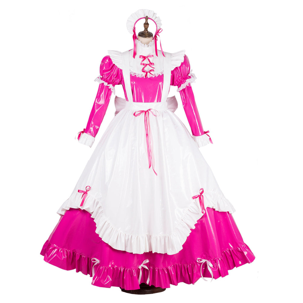 hot pink thin pvc dress G1784