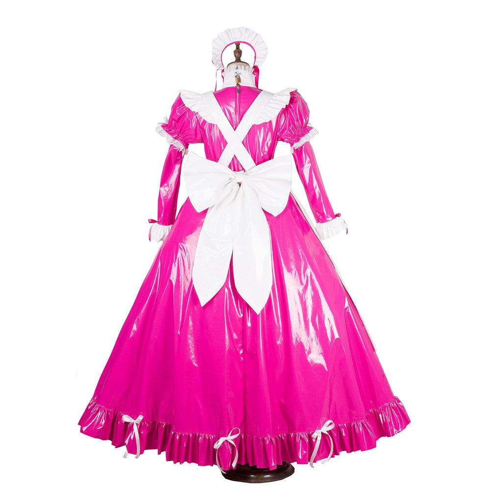 hot pink thin pvc dress G1784
