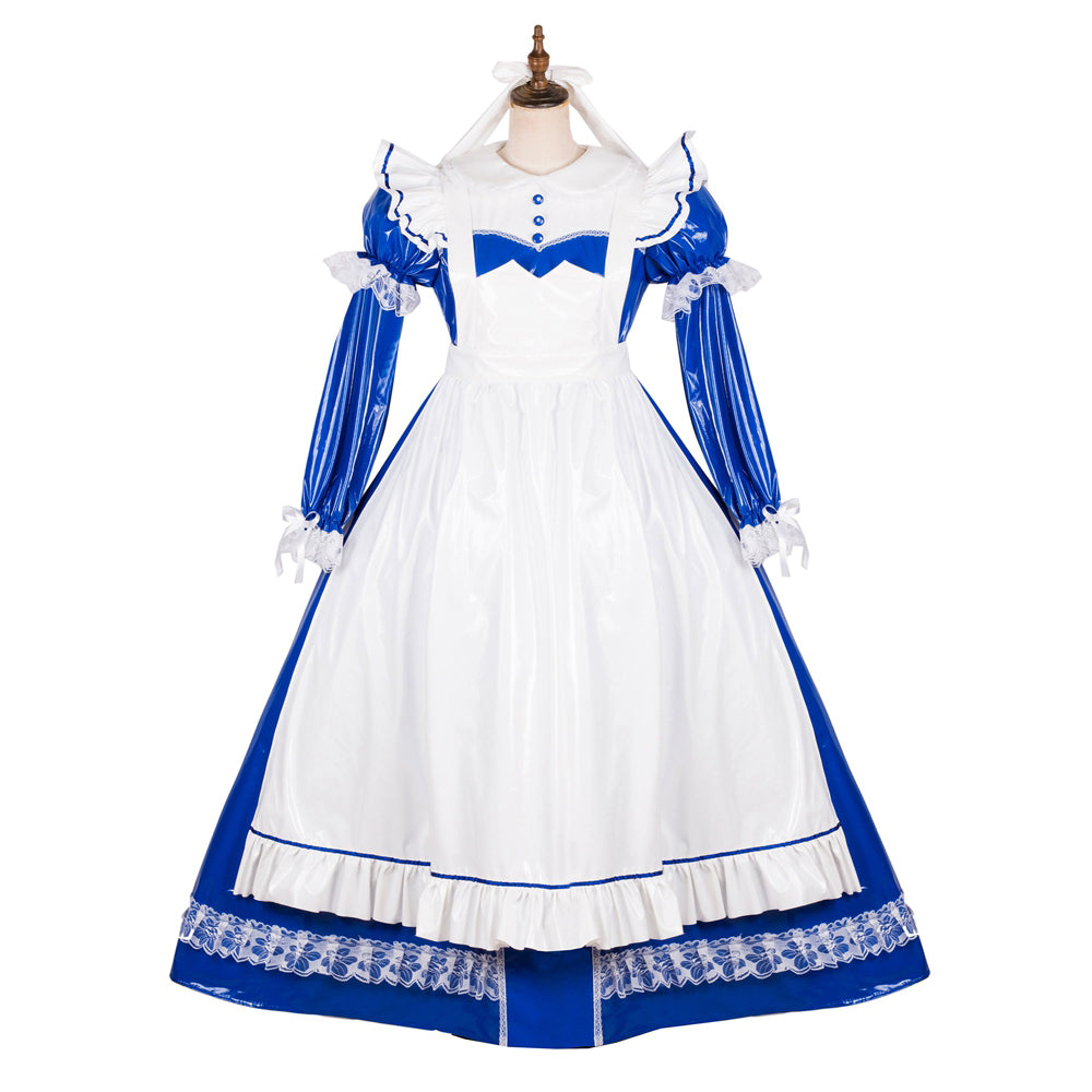 blue thin pvc dress G1785