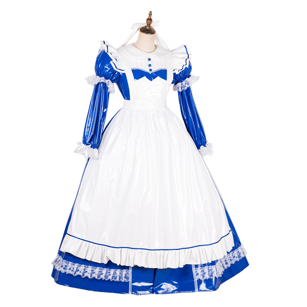 blue thin pvc dress G1785