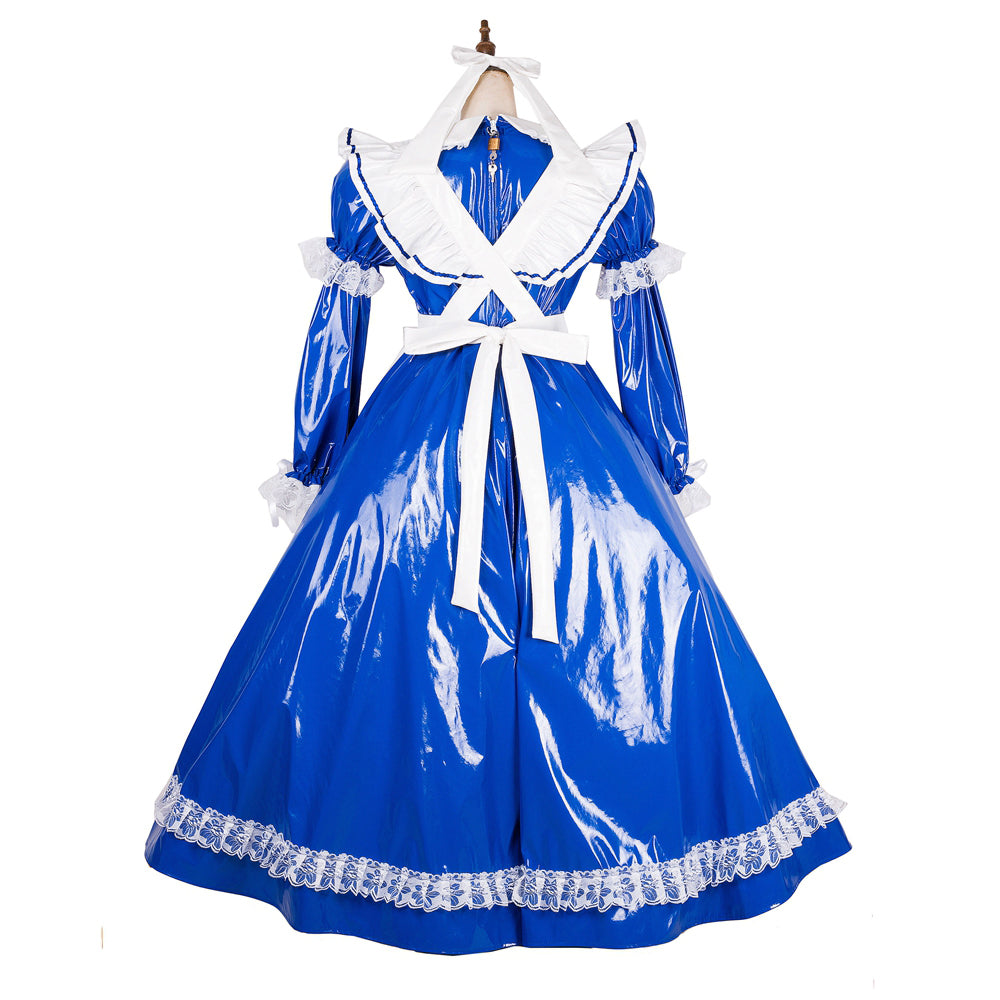 blue thin pvc dress G1785