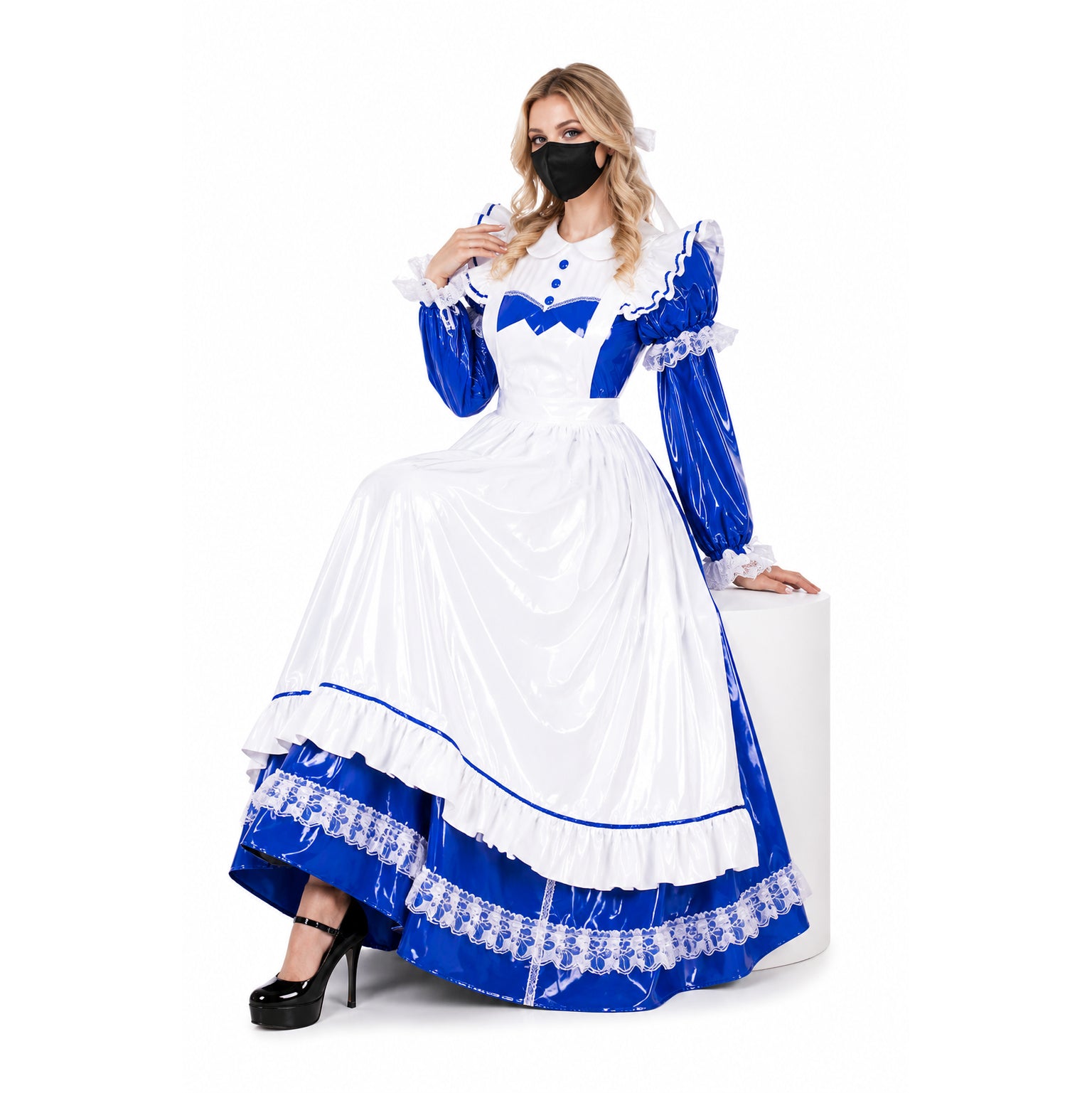 blue thin pvc dress G1785