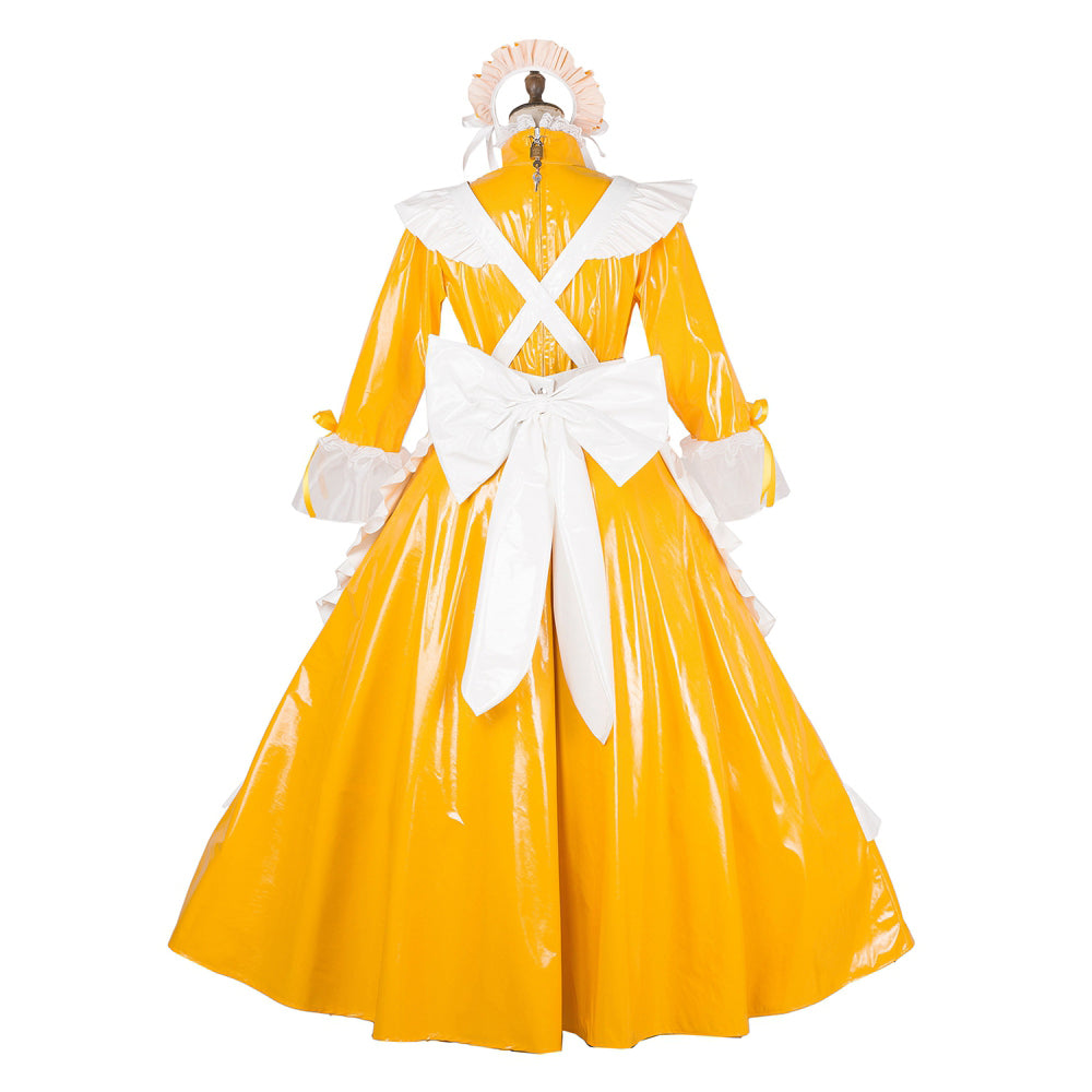 yellow thin pvc dress G1786