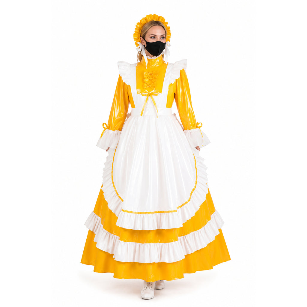 yellow thin pvc dress G1786