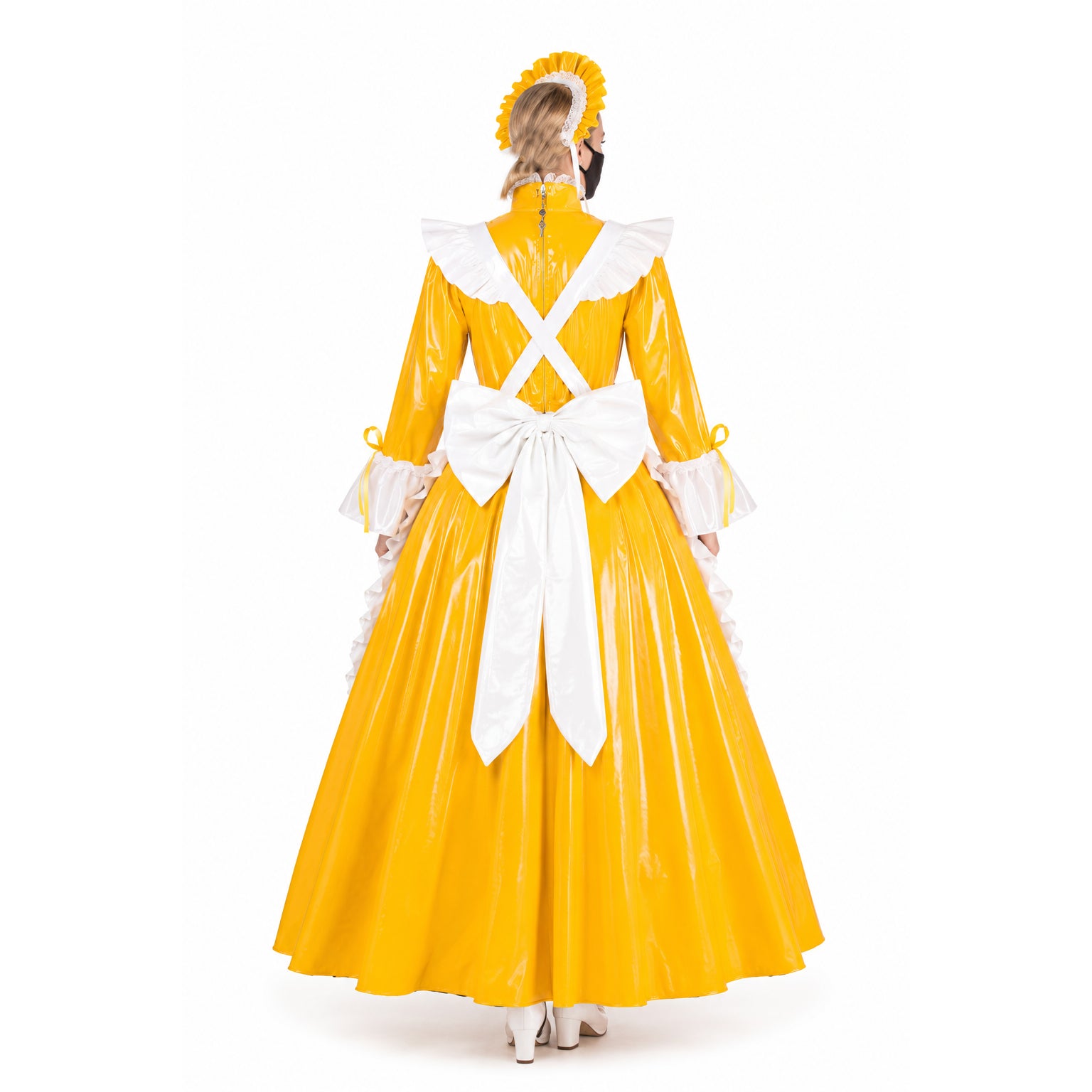 yellow thin pvc dress G1786