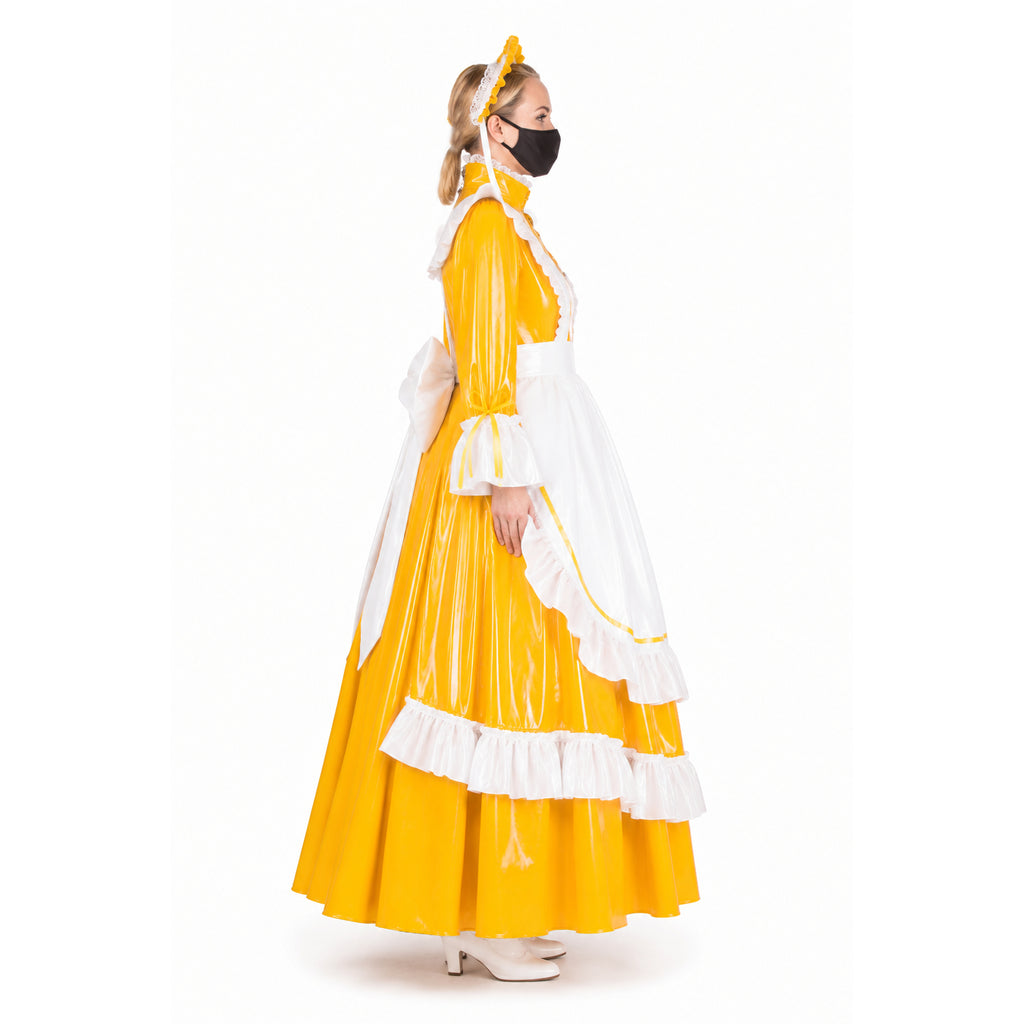 yellow thin pvc dress G1786
