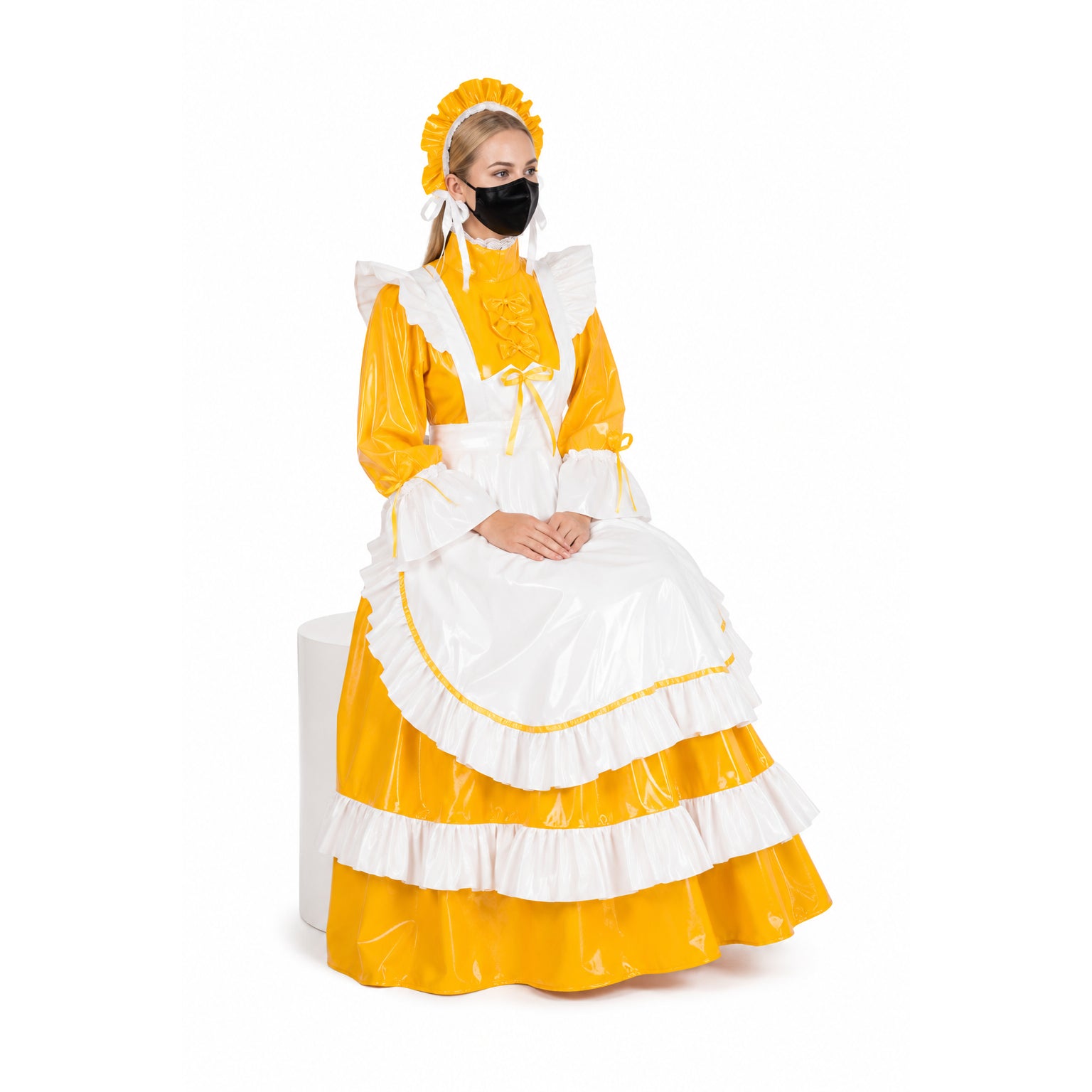 yellow thin pvc dress G1786
