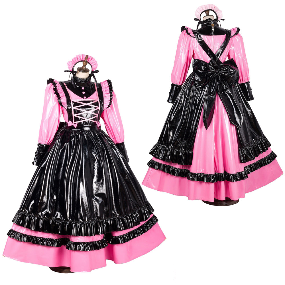 pink thin pvc dress G1788