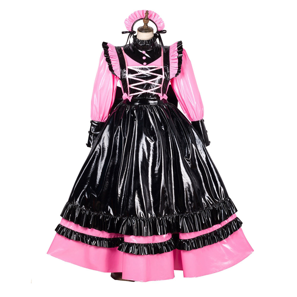 pink thin pvc dress G1788