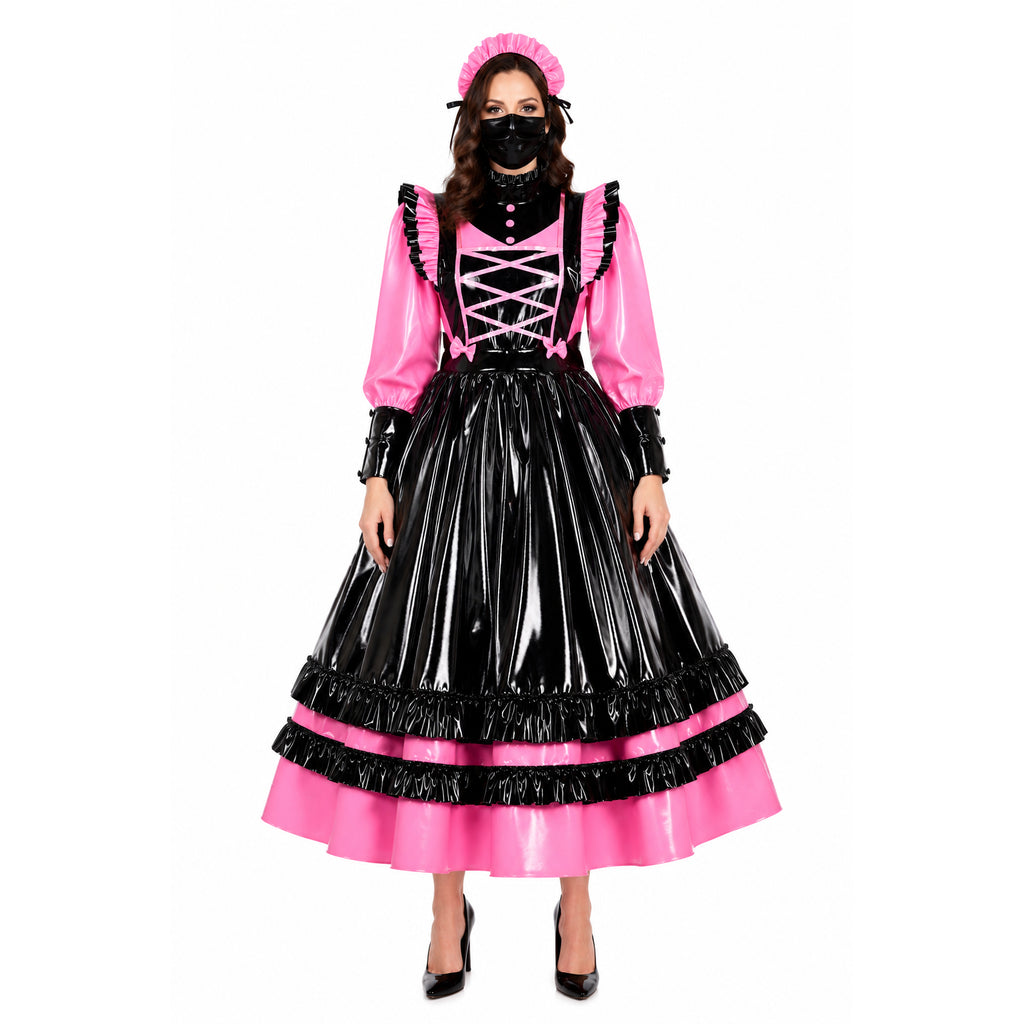 pink thin pvc dress G1788