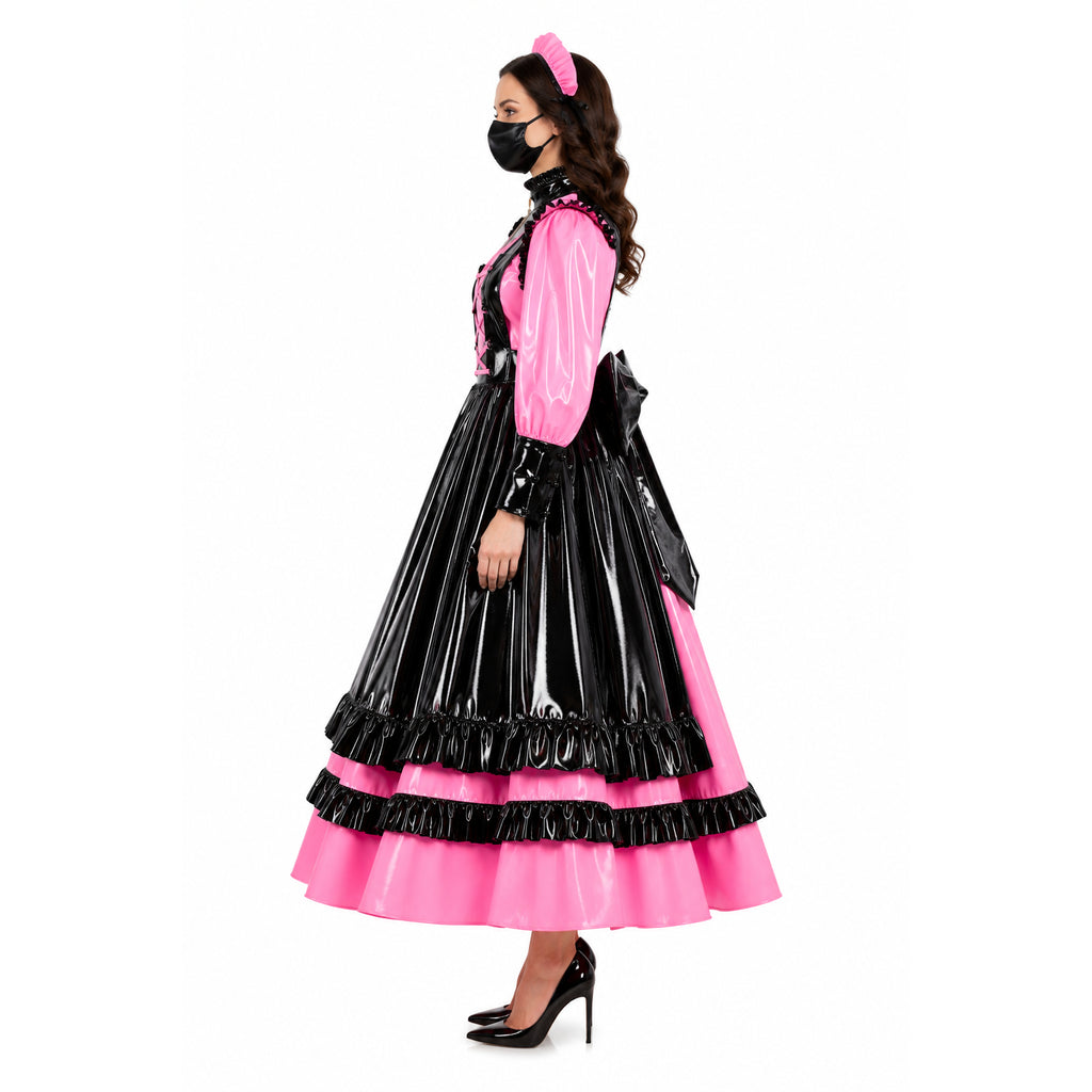 pink thin pvc dress G1788