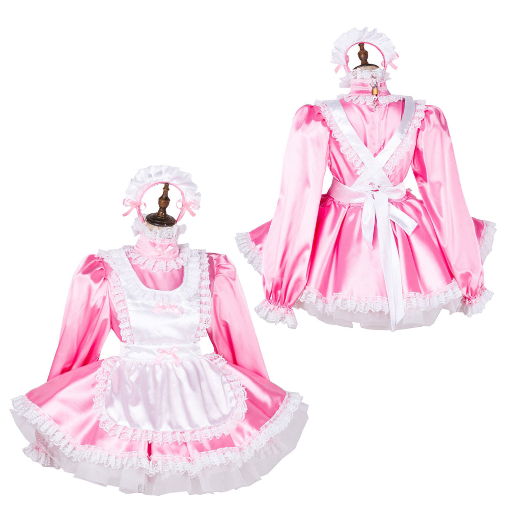 pink satin dress G1789