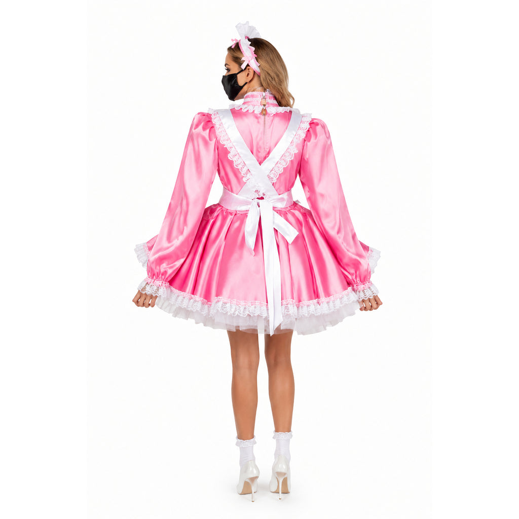 pink satin dress G1789