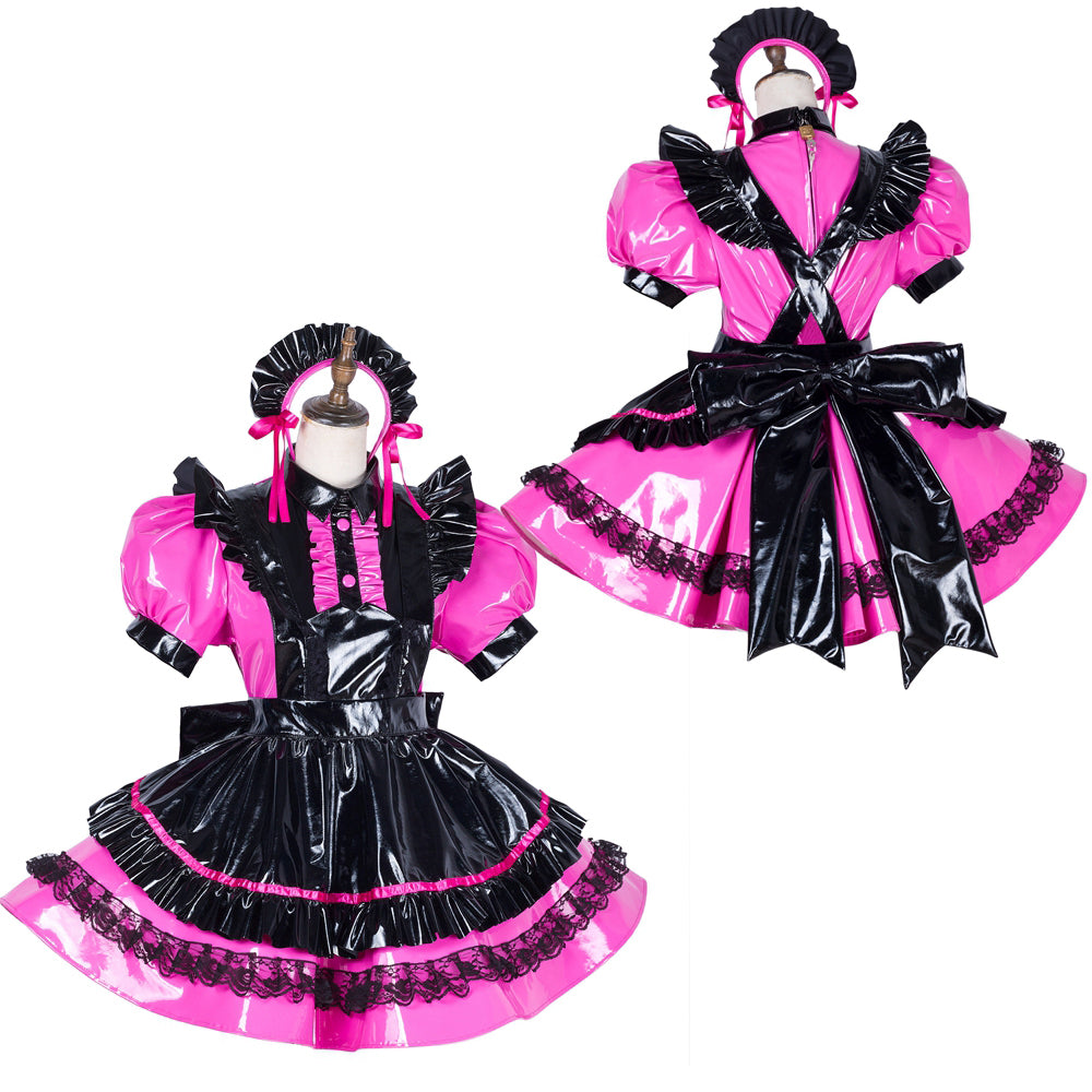 hot pink thin pvc dress G1790