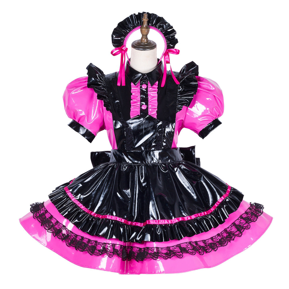 hot pink thin pvc dress G1790