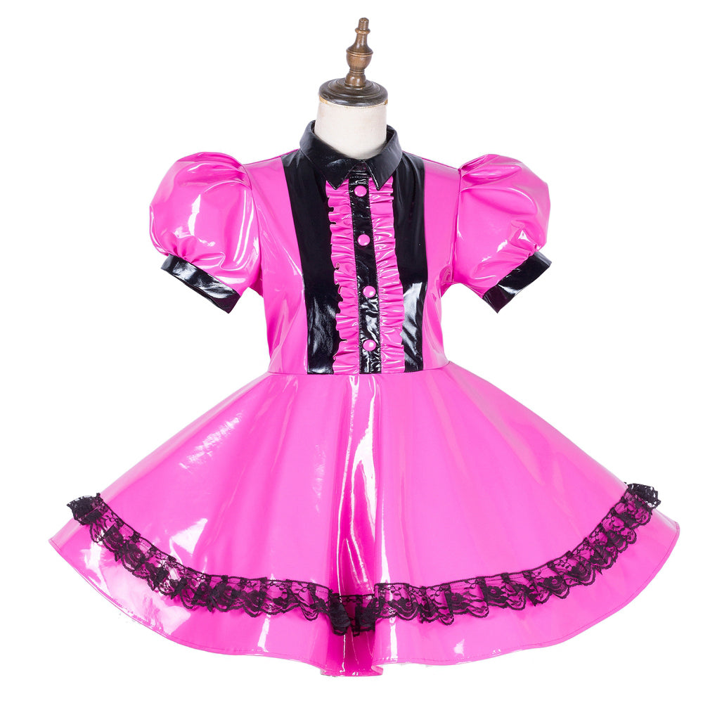 hot pink thin pvc dress G1790