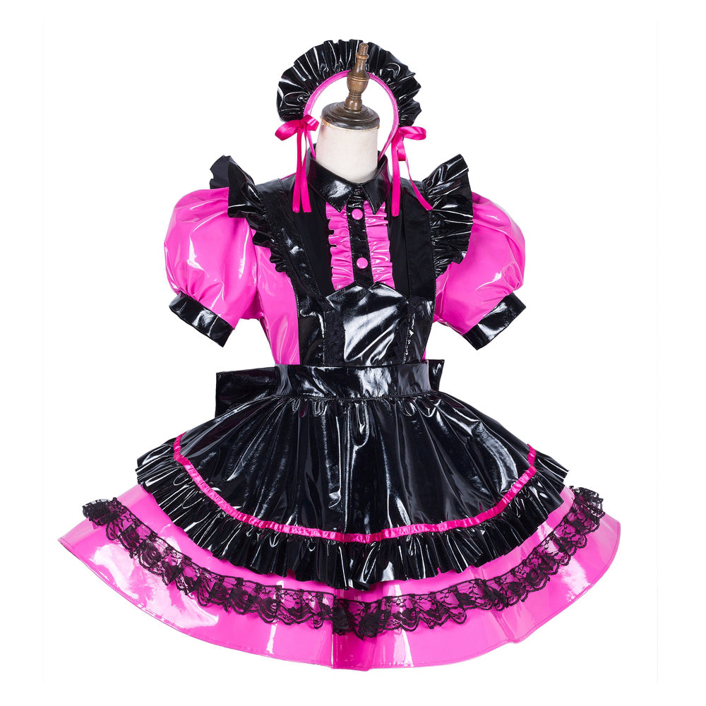 hot pink thin pvc dress G1790