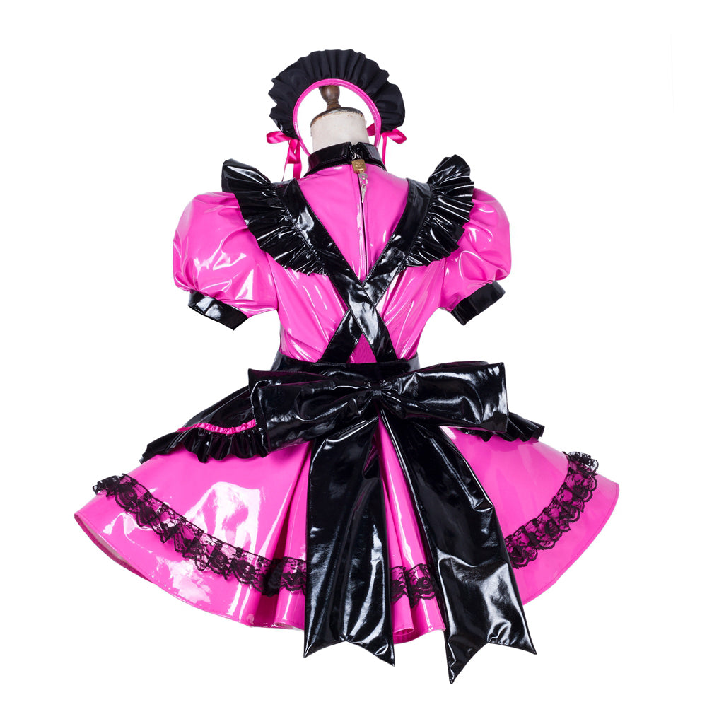 hot pink thin pvc dress G1790
