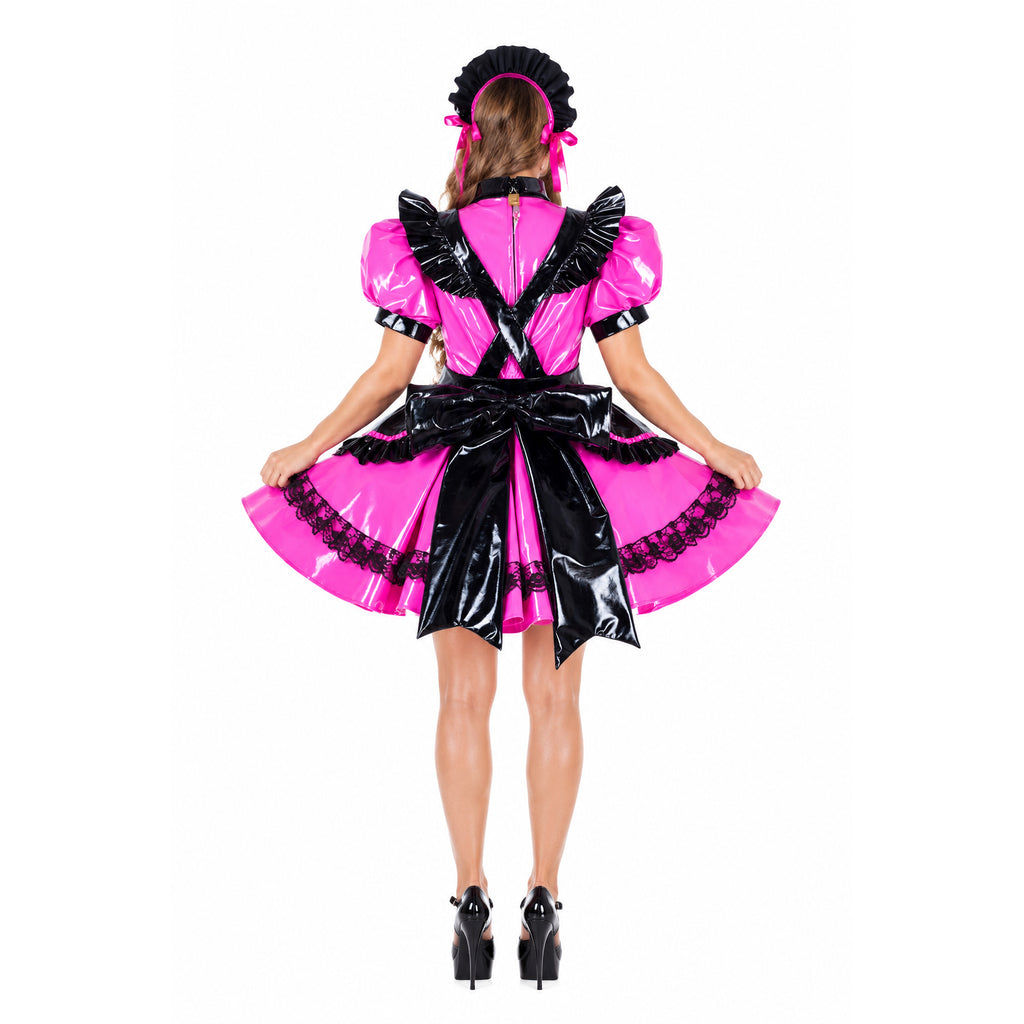 hot pink thin pvc dress G1790