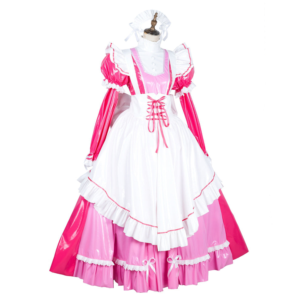 hot pink thin pvc dress G1791