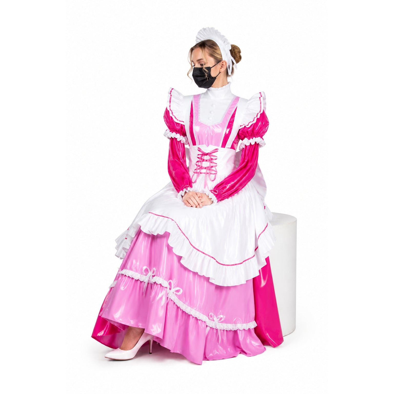 hot pink thin pvc dress G1791