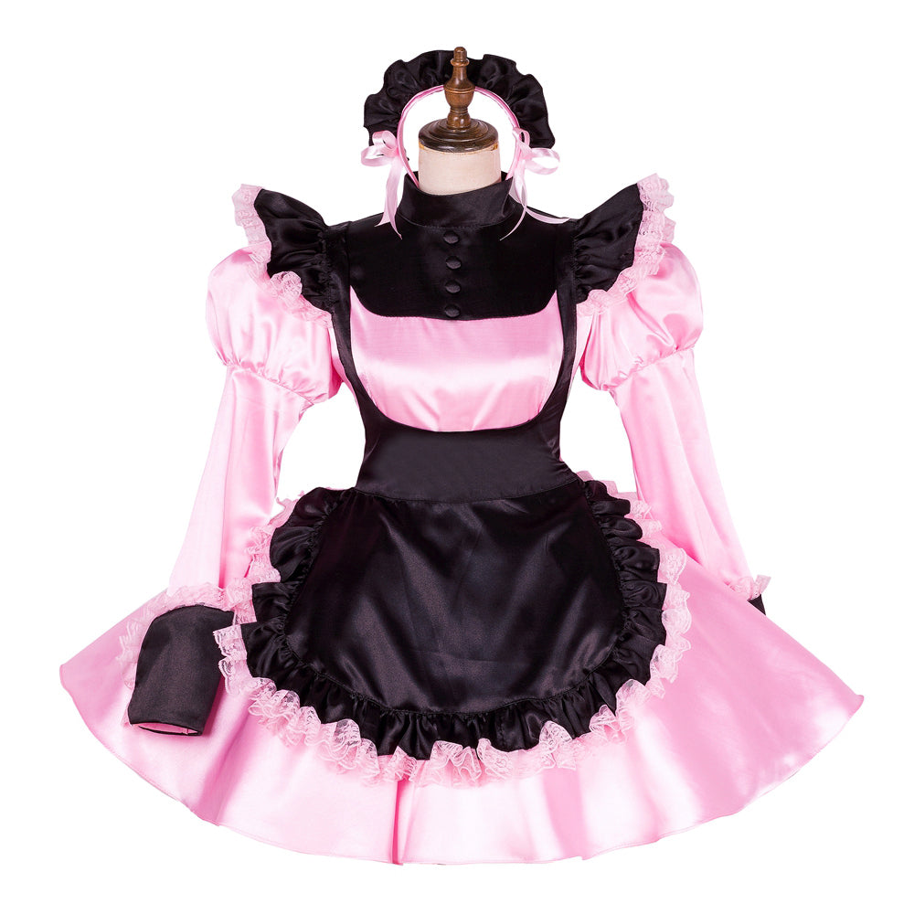 pink satin dress G1792