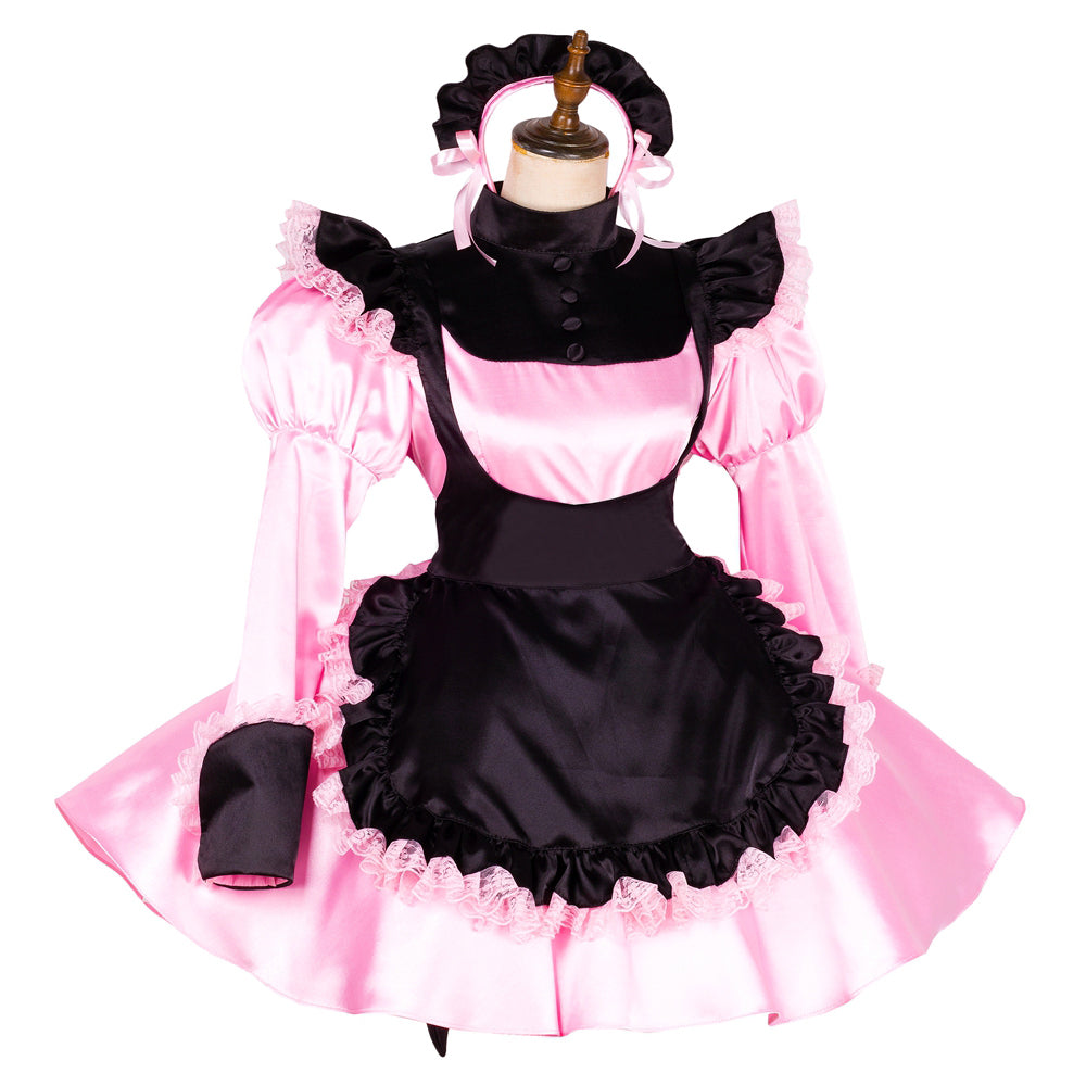 pink satin dress G1792