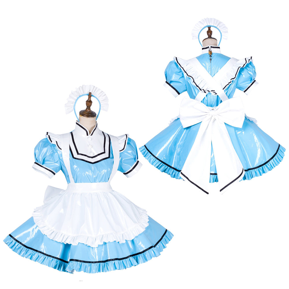 baby blue thin pvc dress G1794