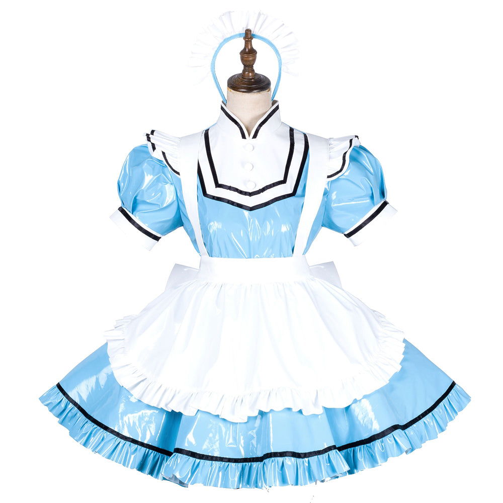 baby blue thin pvc dress G1794