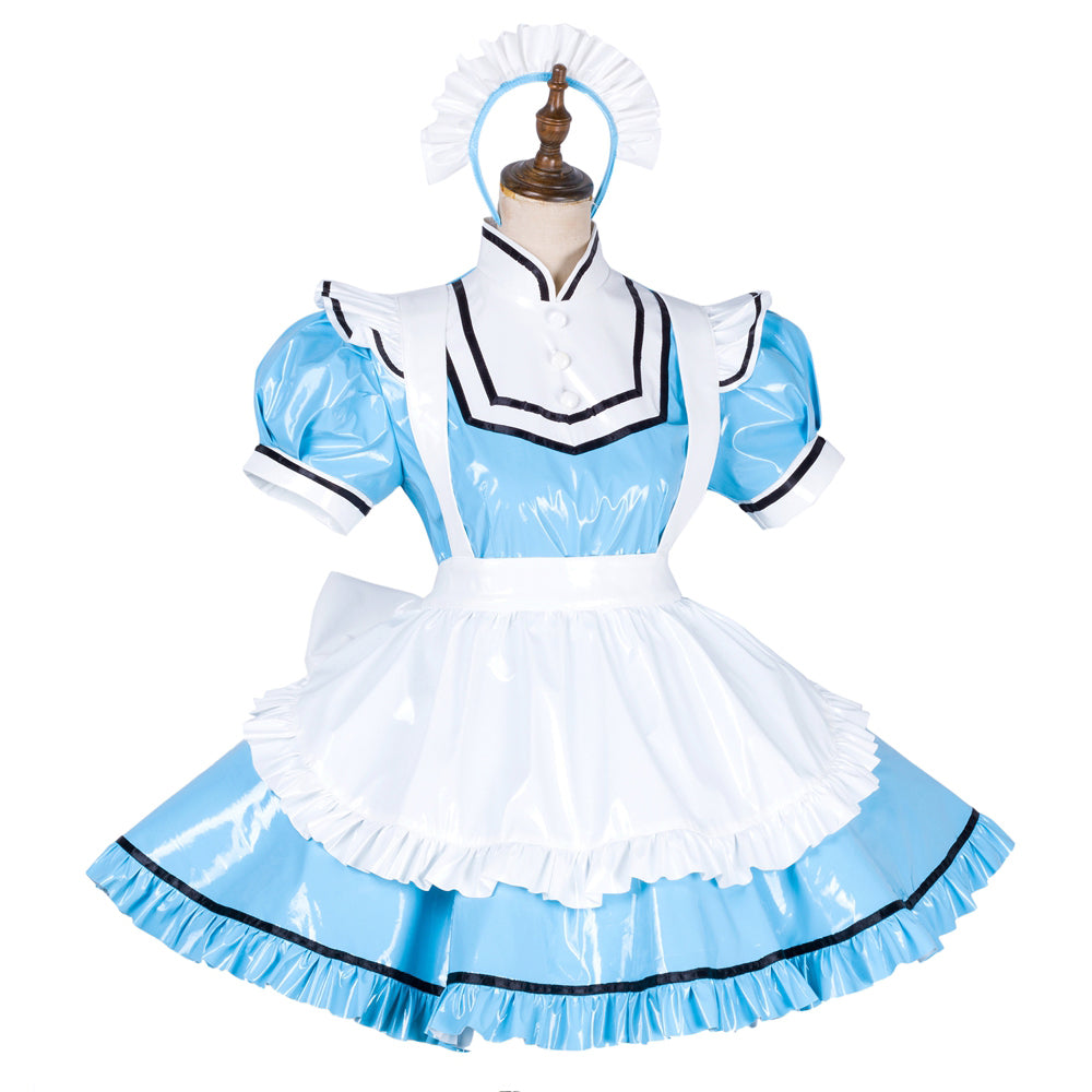 baby blue thin pvc dress G1794