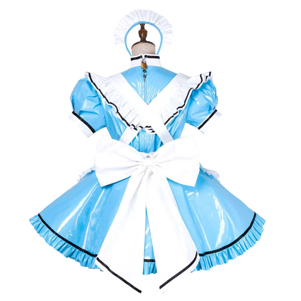 baby blue thin pvc dress G1794