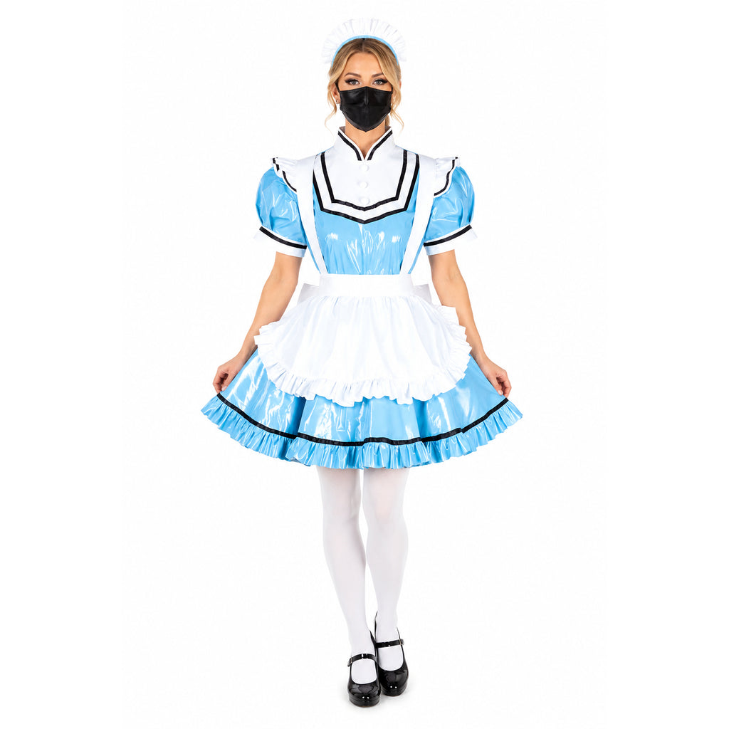 baby blue thin pvc dress G1794