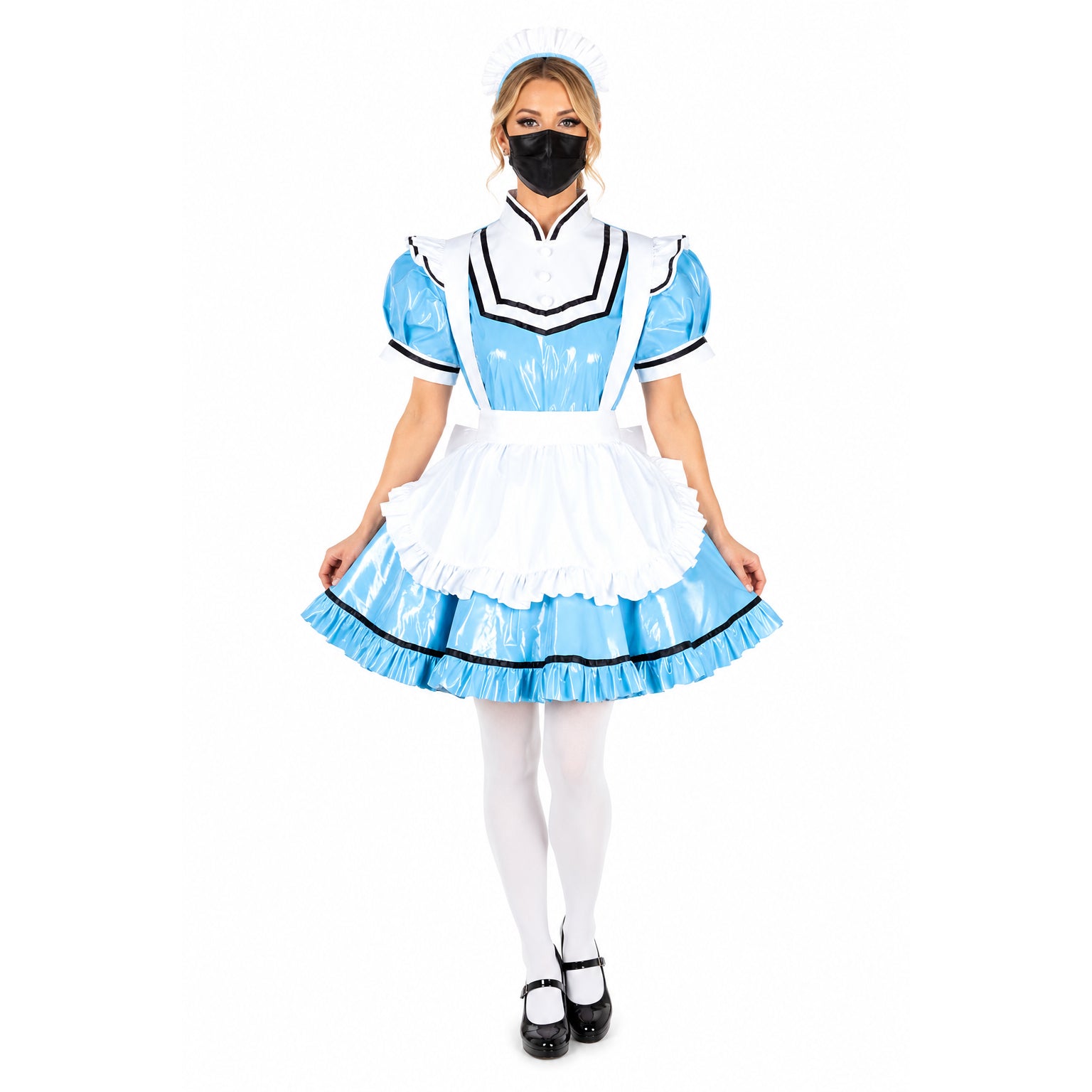 baby blue thin pvc dress G1794