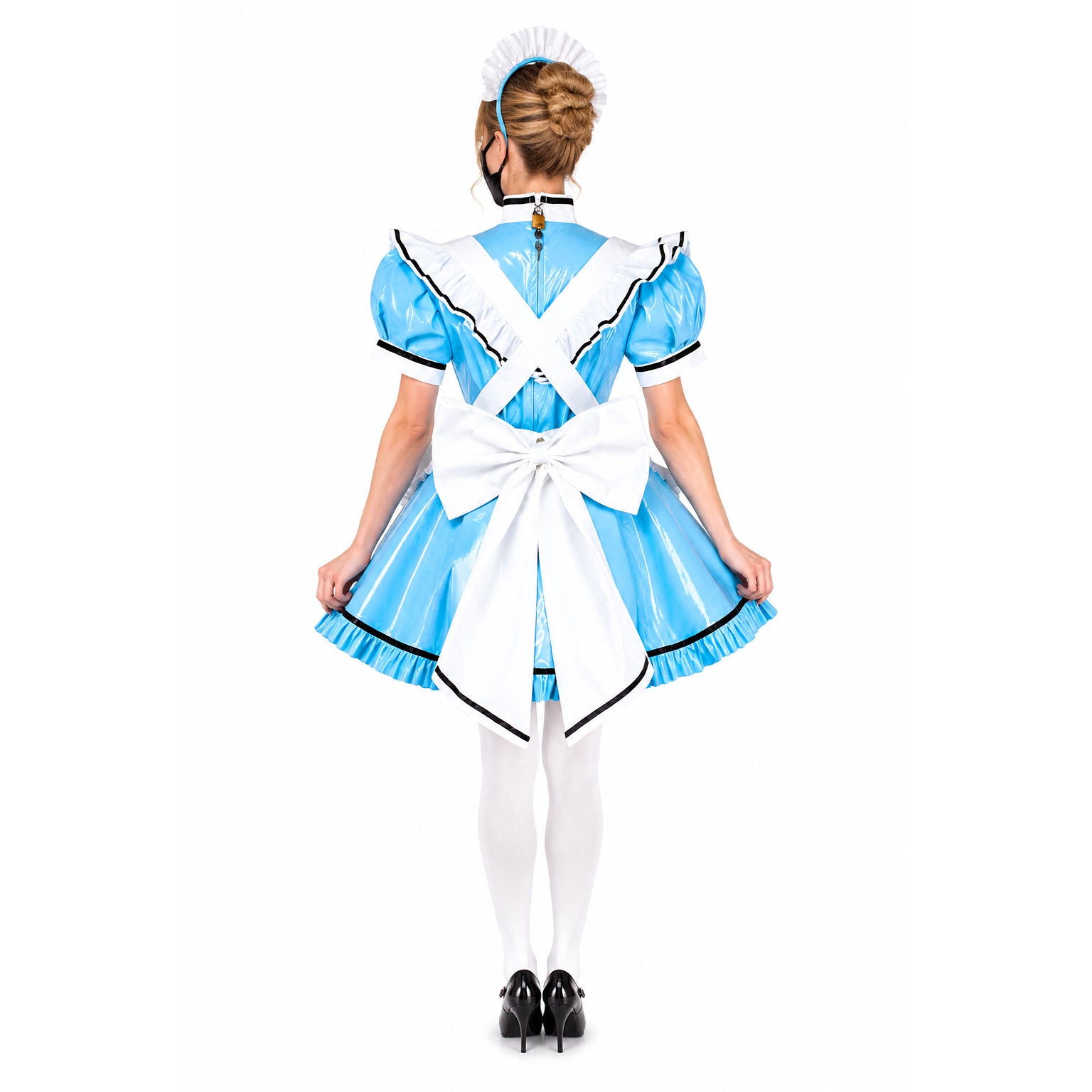 baby blue thin pvc dress G1794