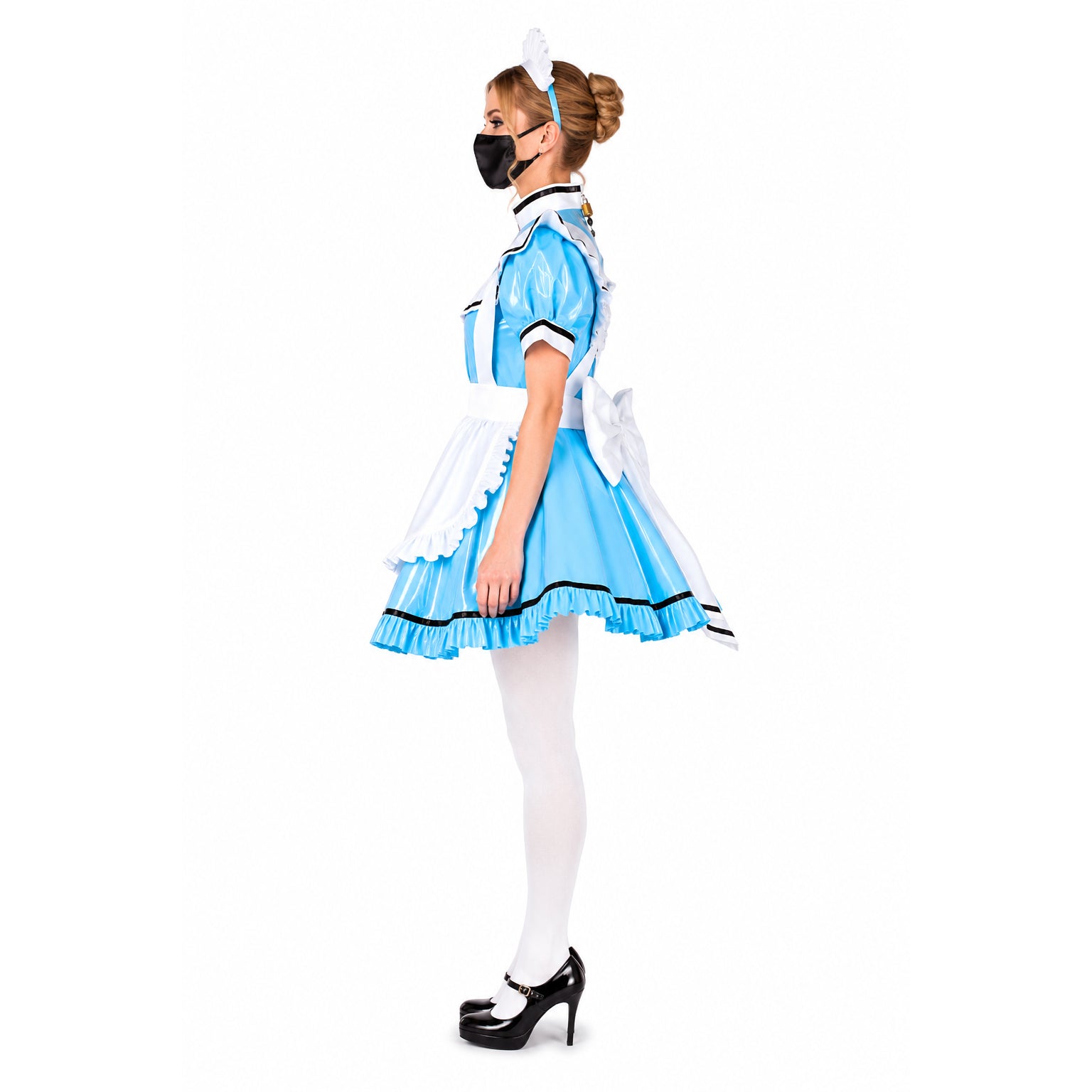 baby blue thin pvc dress G1794