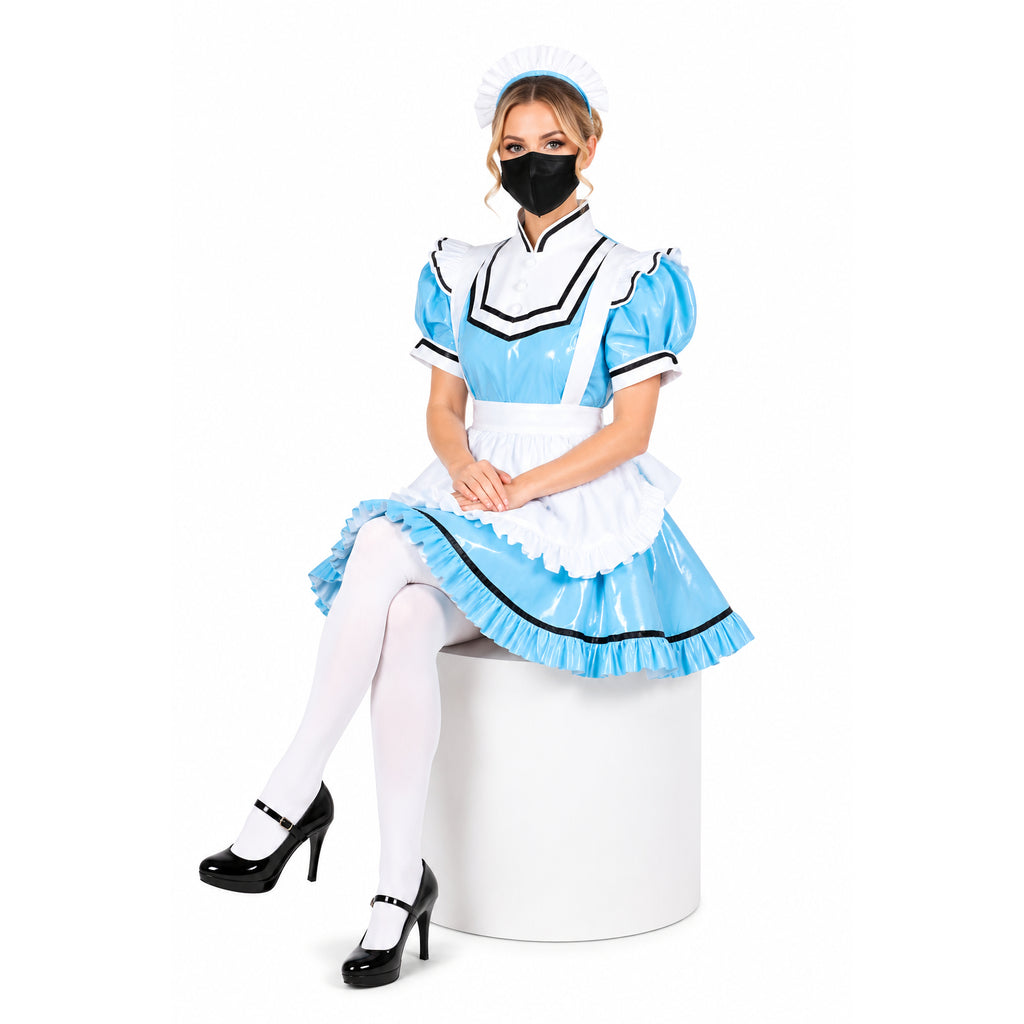 baby blue thin pvc dress G1794
