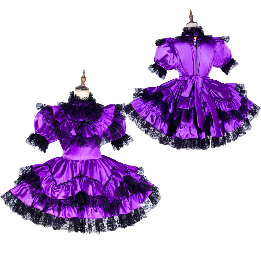 Purple satin dress G1795