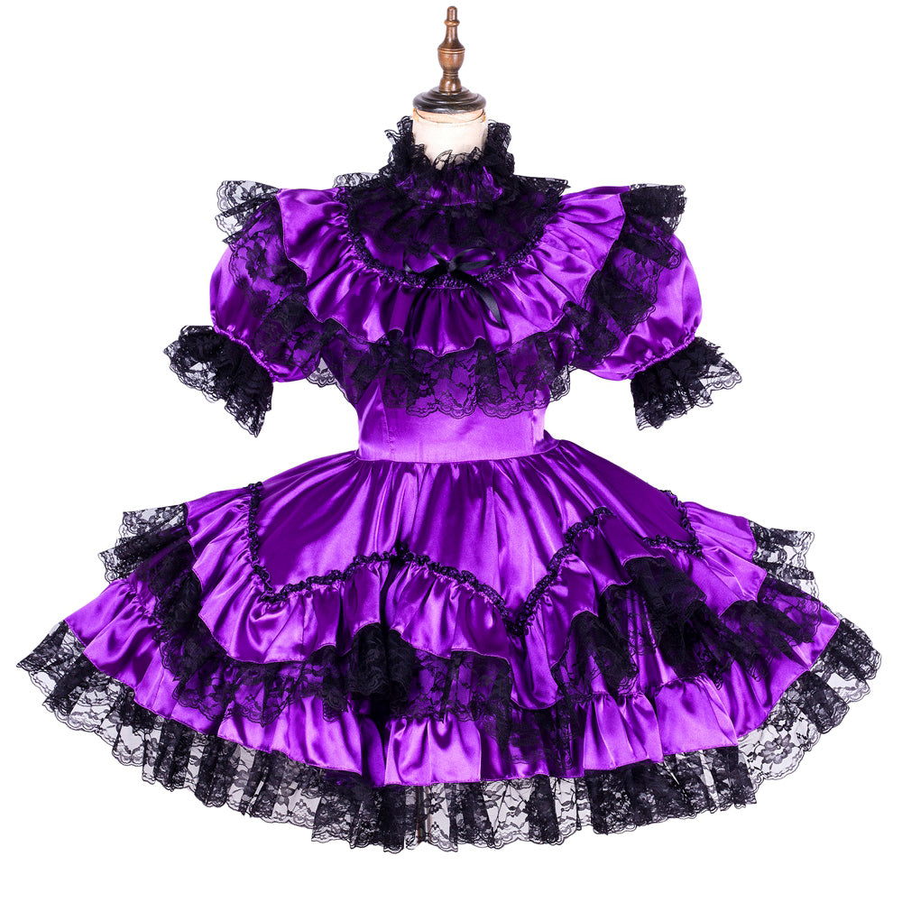 Purple satin dress G1795