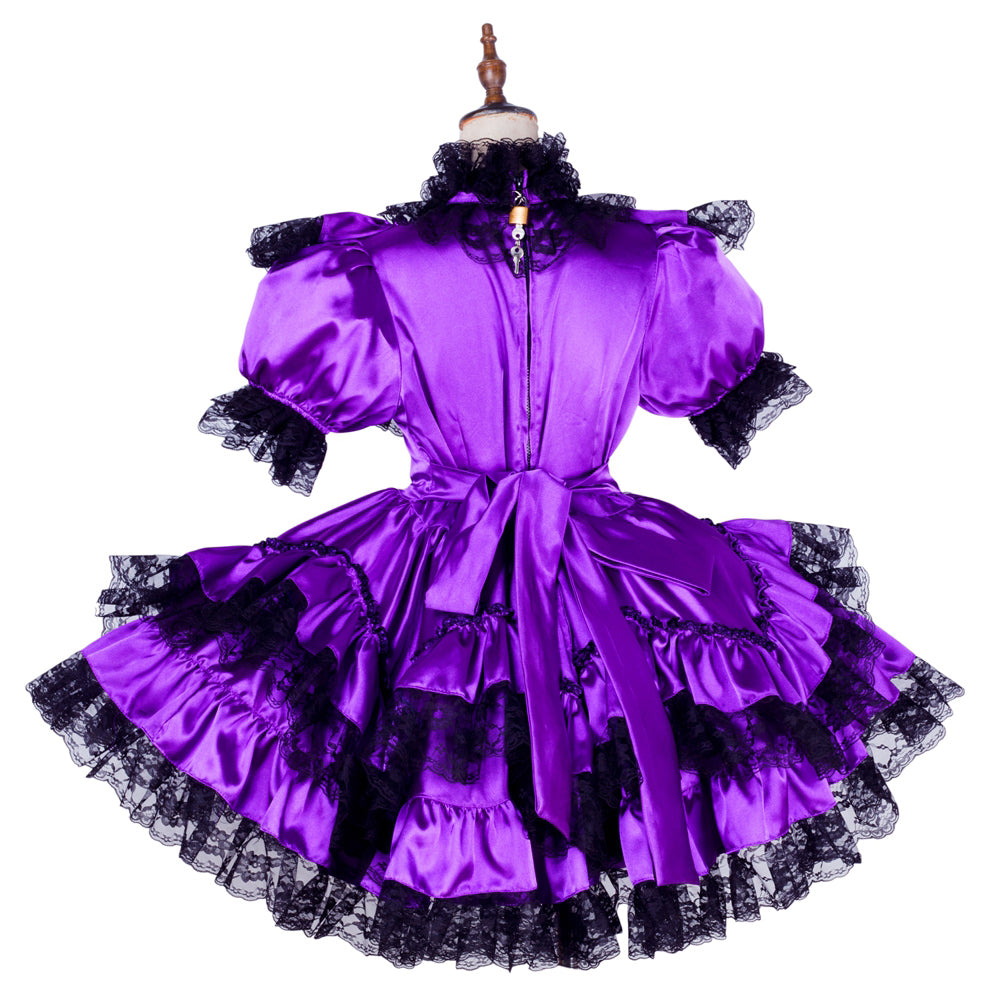 Purple satin dress G1795