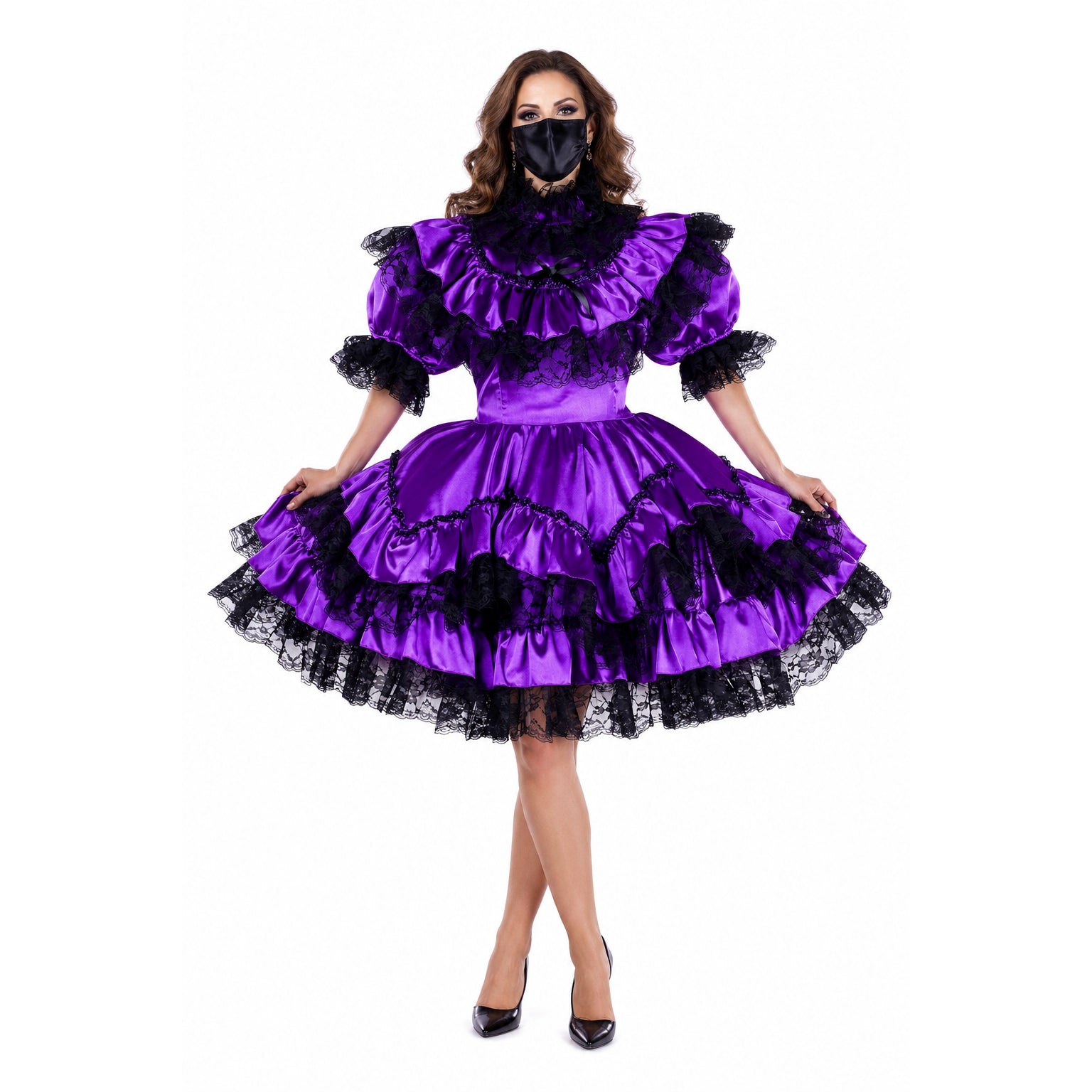 Purple satin dress G1795