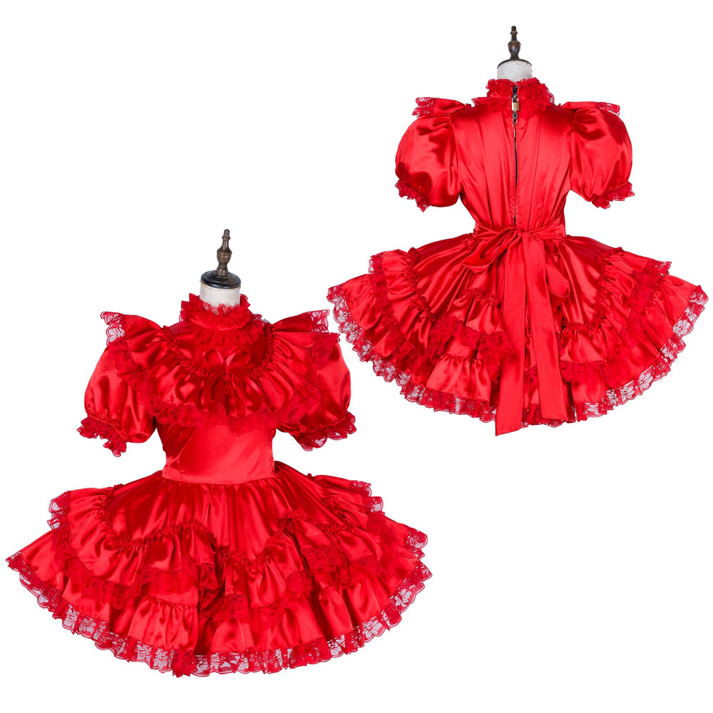 red organza satin dress G1796
