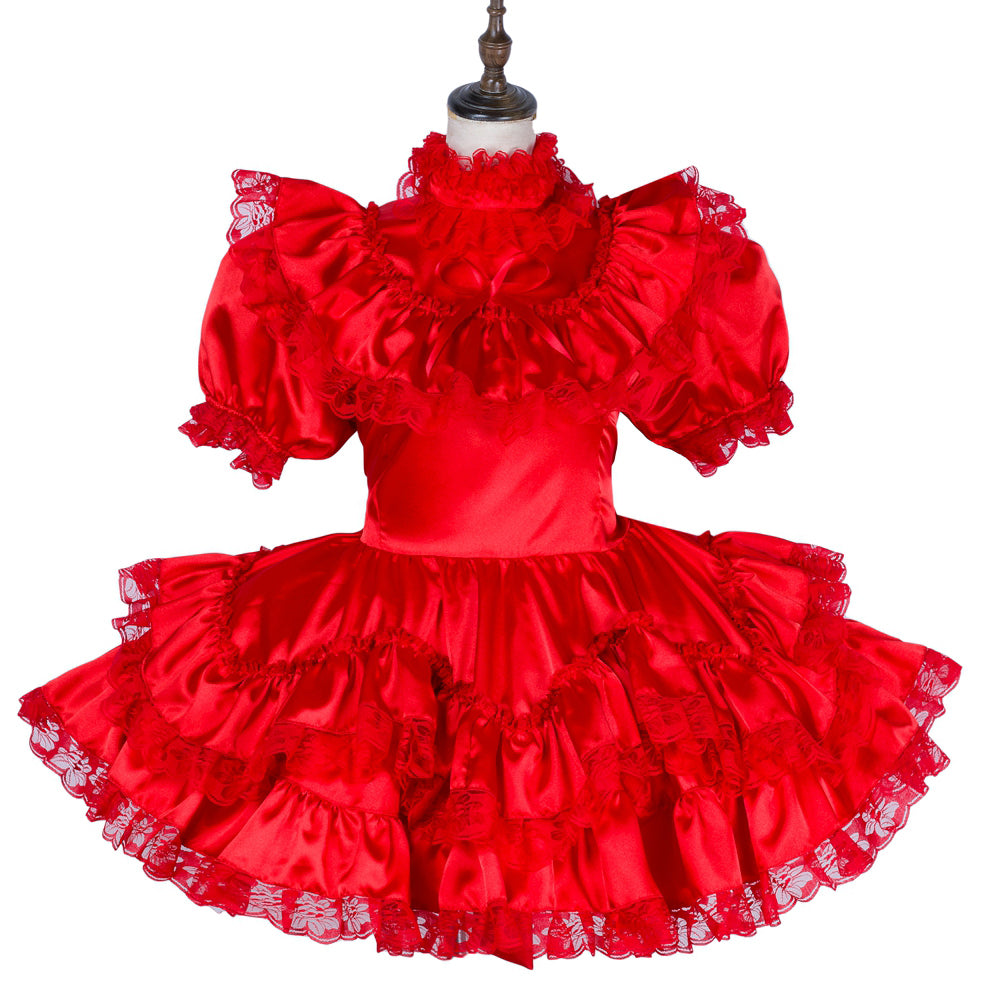 red organza satin dress G1796
