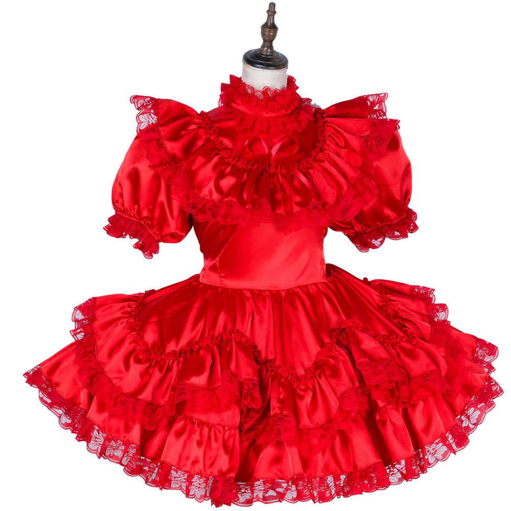 red organza satin dress G1796