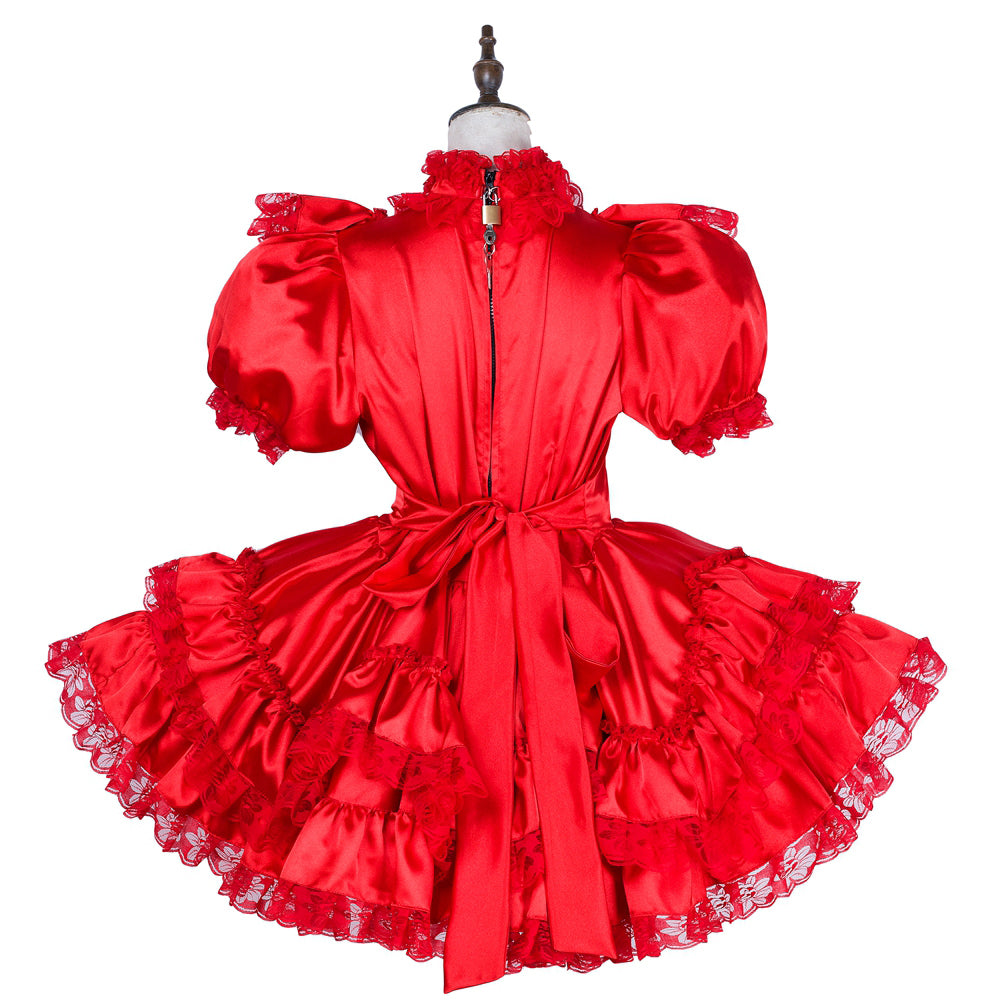 red organza satin dress G1796
